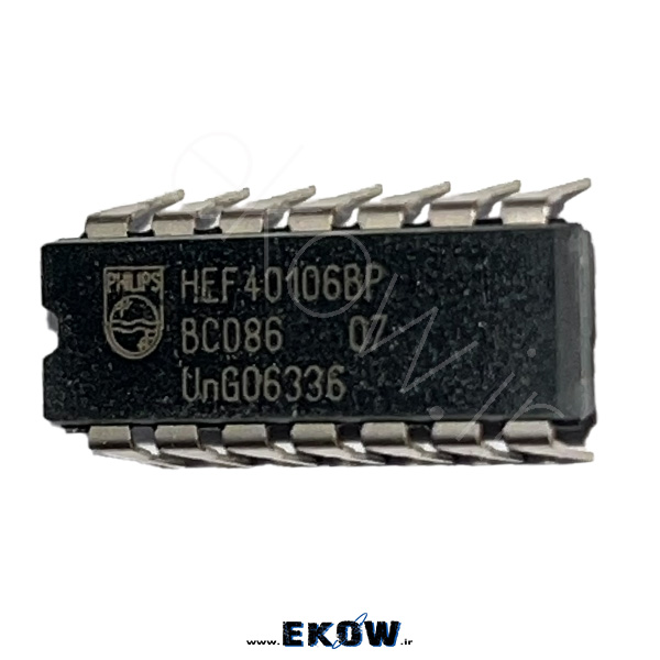 آی سی CD40106 آی سی CD40106 تصویر آی سی CD40106 هگز اینورتر پایه‌های آی سی CD40106 نقشه پین‌های CD40106 گیت معکوس‌کننده اشمیت تریگر CD40106 آی سی CD40106 روی برد مدار چاپی مدار نوسان‌ساز با CD40106 تست آی سی CD40106 روی بردبرد ساختار داخلی CD40106 قطعه الکترونیکی CD40106 سری 4000 نصب آی سی CD40106 روی PCB مدار حذف نویز کلید با CD40106 کاربرد آی سی CD40106 در مدار دیجیتال پکیج DIP آی سی CD40106 مدار تولید پالس با CD40106
